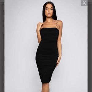NWT Meshki Bonnie Strappy Back Black Midi Dress Size M